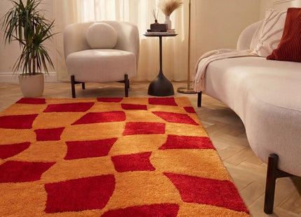 Joli Checkered Red & Orange Rug