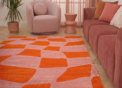 Joli Checkered Orange & Pink Rug
