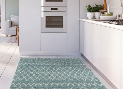 Moroccan Duck Egg Blue Shaggy Rug | 950