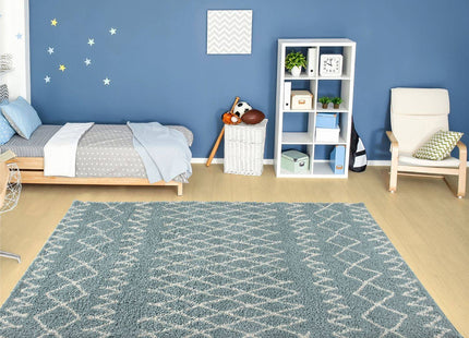 Moroccan Duck Egg Blue Shaggy Rug | 950