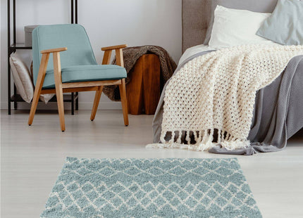 Moroccan Duck Egg Blue Shaggy Rug | 950