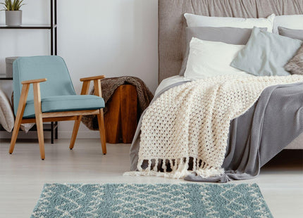 Moroccan Duck Egg Blue Shaggy Rug | 950