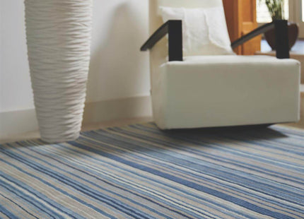 Fine Stripes Blue Wool Rug