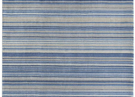 Fine Stripes Blue Wool Rug