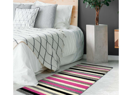 Linea Striped Pink Washable Rug