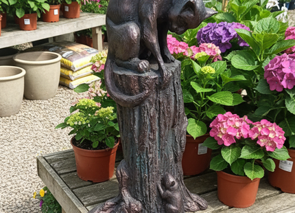 Cat and Mouse Garden Sculpture – 64cm, Antique Bronze