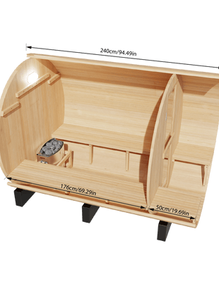 KOVE Outdoor Barrel Sauna – 5–6 Person Garden Sauna with 6kW Electric Heater