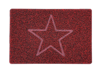 Embossed Star Spaghetti Door Mat - Red & Black