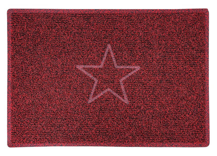 Embossed Star Spaghetti Door Mat - Red & Black