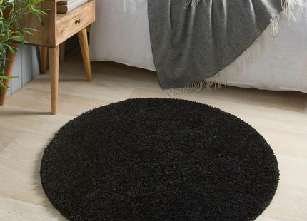 Washable Black Shaggy Rug