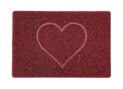Embossed Heart Spaghetti Door Mat - Red & Black