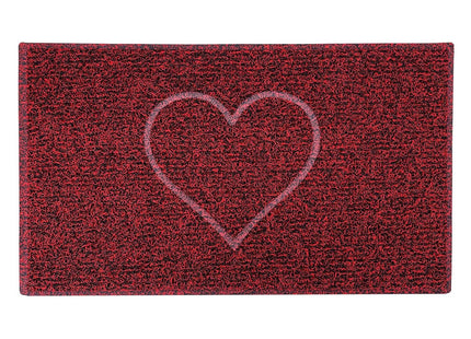 Embossed Heart Spaghetti Door Mat - Red & Black