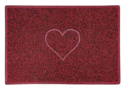 Embossed Heart Spaghetti Door Mat - Red & Black