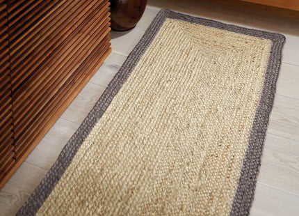 Bordered Grey Jute Rug