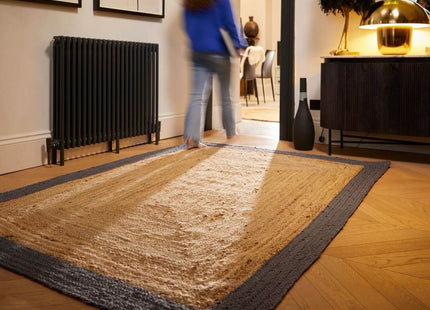 Bordered Grey Jute Rug