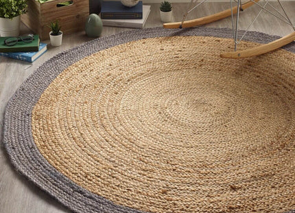 Bordered Grey Jute Rug