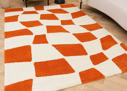 Joli Checkered Orange & White Rug