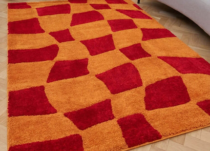 Joli Checkered Red & Orange Rug
