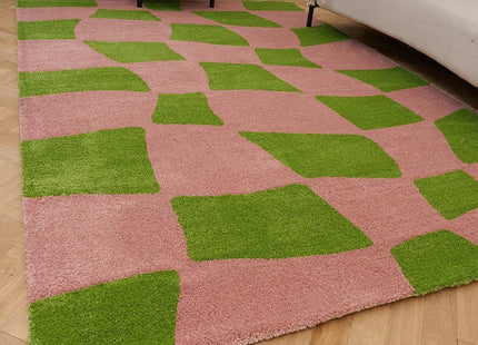 Joli Checkered Green & Pink Rug