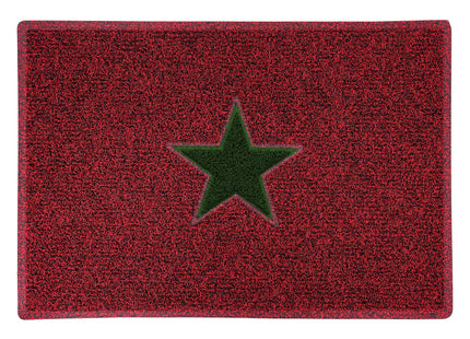 Christmas Star PVC Spaghetti Doormat - Red & Green Design