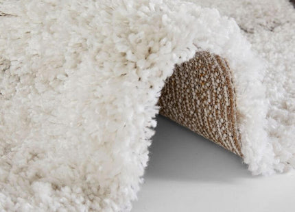 Deep-Pile Velour Abstract Rug Cream Colour