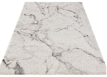 Deep-Pile Velour Abstract Rug Cream Colour
