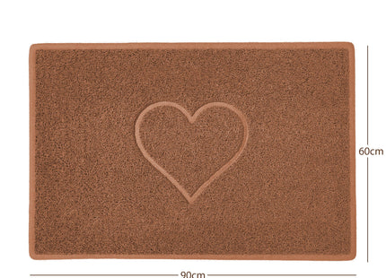 "Heart" Embossed Loofah Textured Spaghetti Door Mat