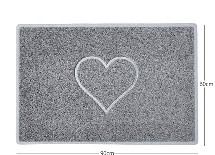 "Heart" Embossed Loofah Textured Spaghetti Door Mat