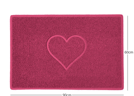 "Heart" Embossed Loofah Textured Spaghetti Door Mat