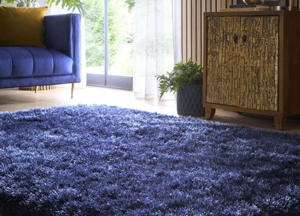Extravagance Navy Shaggy Rug