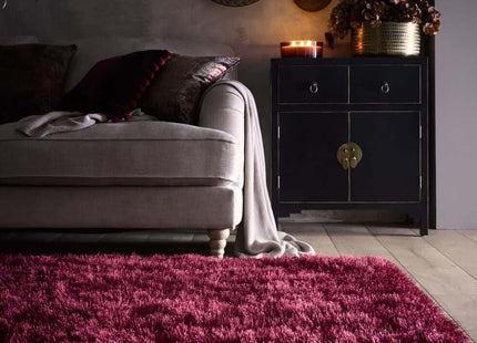 Extravagance Wine Red Shaggy Rug