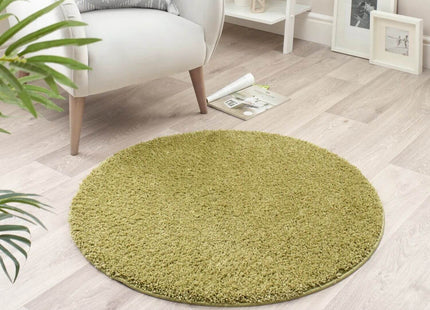 Washable Olive Green Shaggy Rug