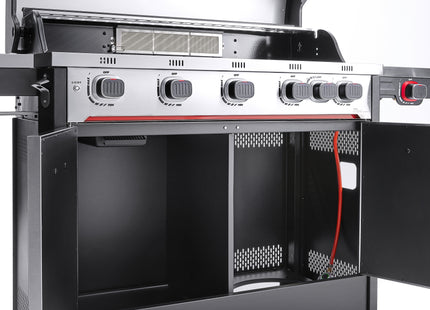 Atom Grills Byron 5T+ 5 Burner Gas BBQ with Side Burner, Cabinet Storage & FREE Extra Large BBQ Cover Included – Black