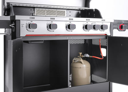 Atom Grills Byron 5T+ 5 Burner Gas BBQ with Side Burner, Cabinet Storage & FREE Extra Large BBQ Cover Included – Black