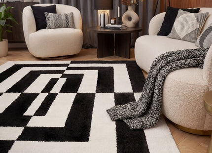 Joli Geometric Black & White Rug