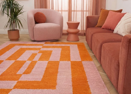 Joli Geometric Orange & Pink Rug