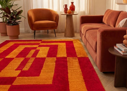 Joli Geometric Red & Orange Rug