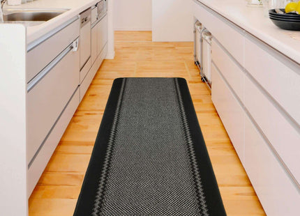 Washable Bordered Black Rug  | 116Bl