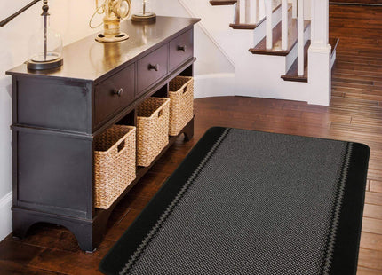 Washable Bordered Black Rug  | 116Bl