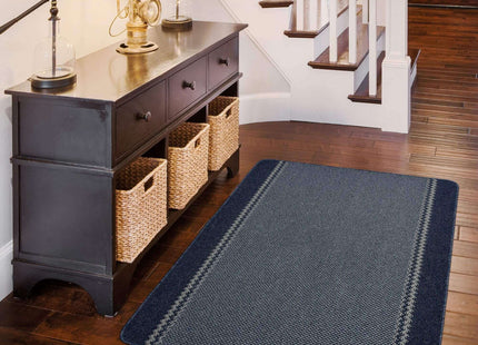Washable Bordered Blue Rug  | 116Blu