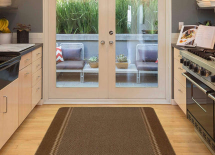 Washable Bordered Brown Rug | 116Br