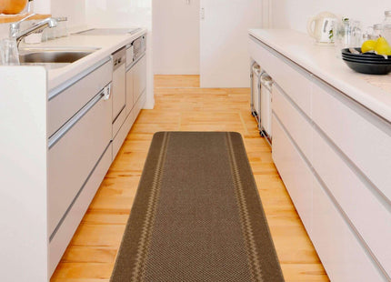 Washable Bordered Brown Rug | 116Br