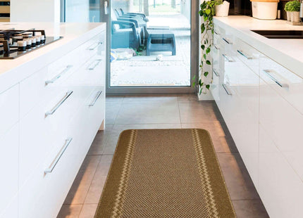 Washable Bordered Brown Rug | 116Br