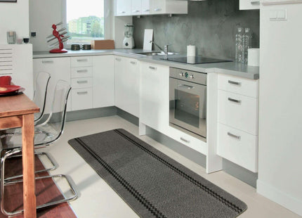 Washable Bordered Dark Grey Rug | 116D