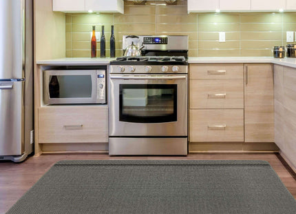 Washable Bordered Dark Grey Rug | 116D