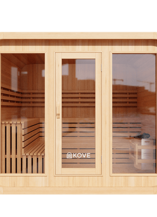 KOVE Cube Sauna 5–6 Person Outdoor Sauna – Premium Spruce Wood, 8kW Heater, Modern Cube Design