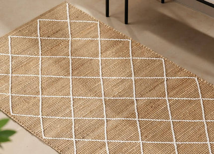 Jute Rug Kunu Natural Handwoven Diamond Design