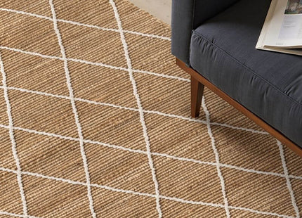 Jute Rug Kunu Natural Handwoven Diamond Design