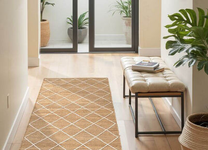Jute Rug Kunu Natural Handwoven Diamond Design