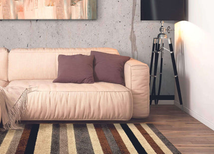 Linea Striped Caramel Washable Rug